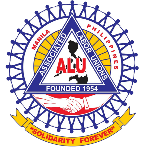 ALU (Associated Labor Unions) logo with handshake and "Solidarity Forever" text.