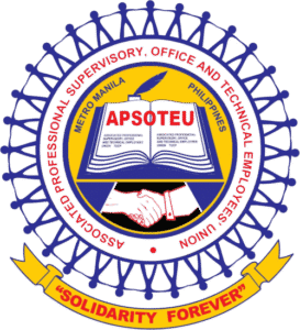 APSOTEU logo: Associated Professional Supervisory, Office and Technical Employees' Union, with an open book, handshake, and motto "Solidarity Forever."